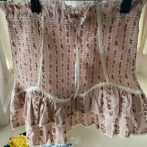 LOVE SHACK FANCY BRAND NEW, RAINA SKIRT MACAROON